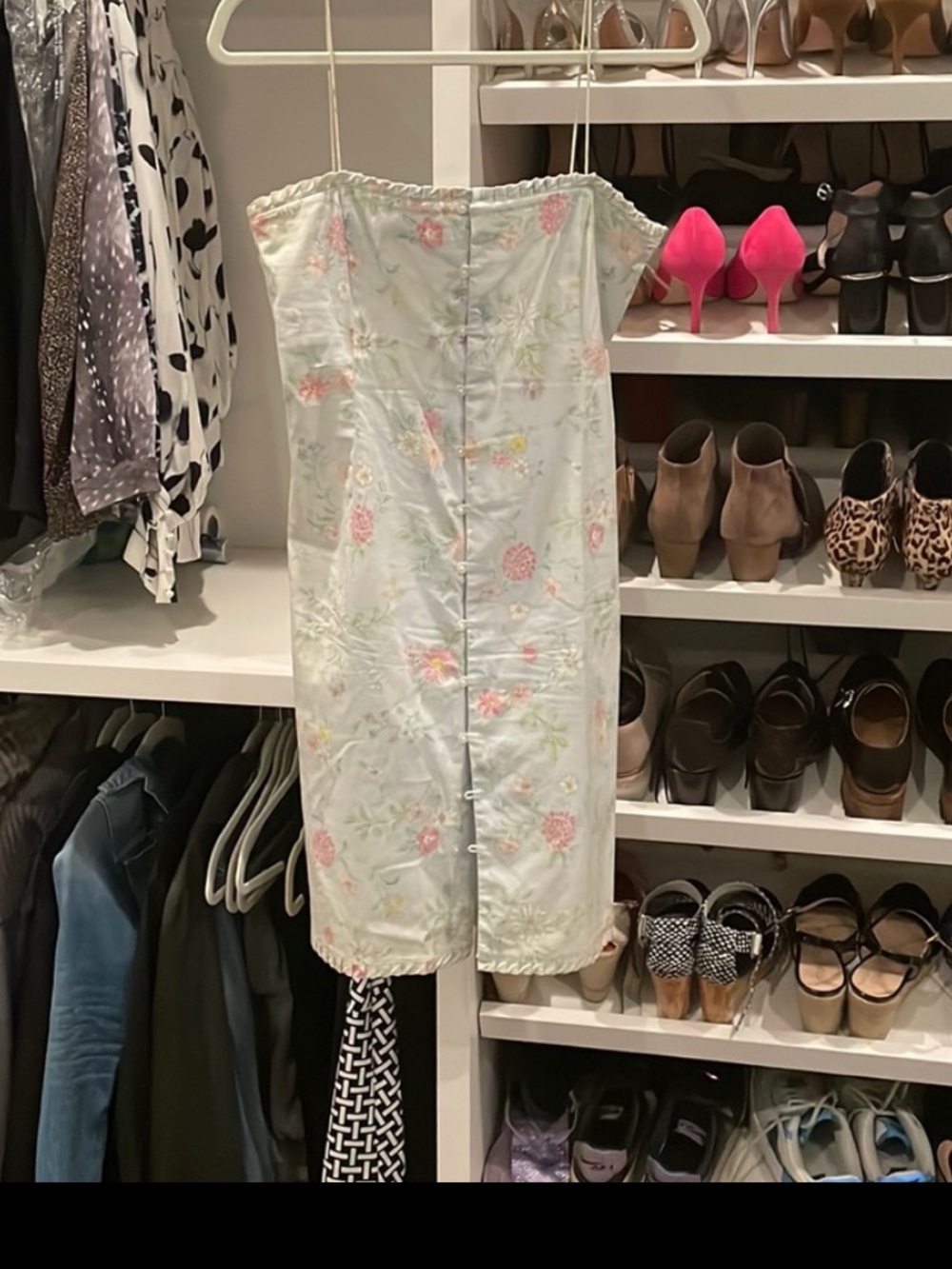 Ralph Lauren Light Blue Floral Strapless Mini Dress